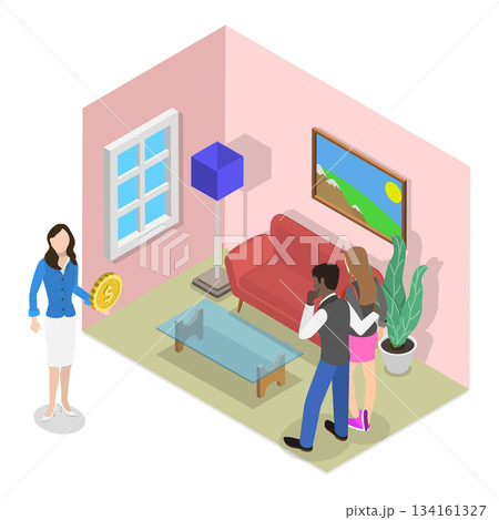 3D Isometric Flat Vector Illustration of Real Estate Agency Service, Property Buying. Item 2 3D Isometric Flat Vector Illustration of Real Estate Agency Service, Property Buying. Item 2 134161327