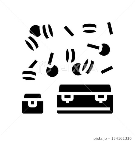 gold coin flowing into different sized containers glyph icon vector illustration 134161330