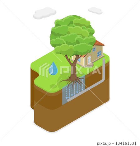 3D Isometric Flat Vector Illustration of Water Treatment , Discharge of Liquid Chemical Waste. Item 3 3D Isometric Flat Vector Illustration of Water Treatment , Discharge of Liquid Chemical Waste. Item 3 134161331