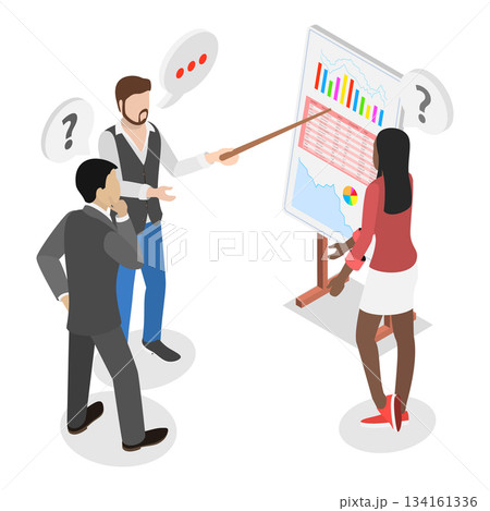3D Isometric Flat Vector Illustration of Telemarketing, Selling Product Strategies. Item 2 134161336