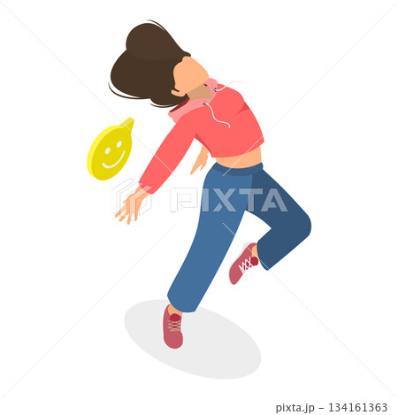 3D Isometric Flat Vector Illustration of Hip-hop Dancer, Breakdance Style. Item 2 3D Isometric Flat Vector Illustration of Hip-hop Dancer, Breakdance Style. Item 2 134161363