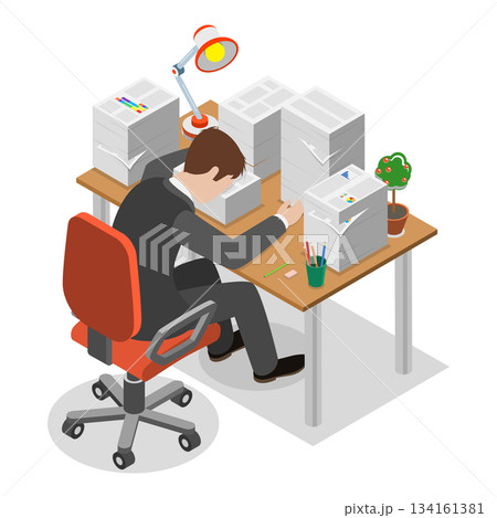 3D Isometric Flat Vector Illustration of Exhausted and Sleepy People, Fatigue and Drowsiness. Item 6 3D Isometric Flat Vector Illustration of Exhausted and Sleepy People, Fatigue and Drowsiness. Item 6 134161381