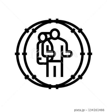 person inside circle of barbed wire line icon vector illustration 134161466