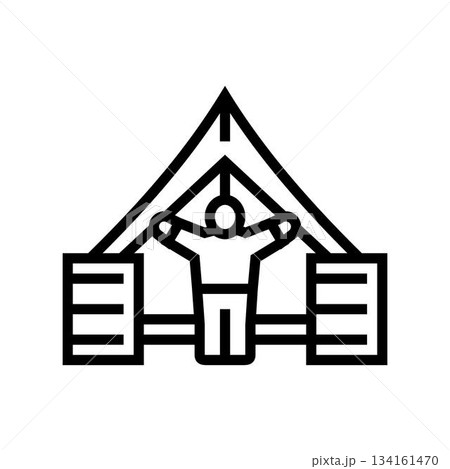 child a refugee camp line icon vector illustration child a refugee camp line icon vector illustration 134161470