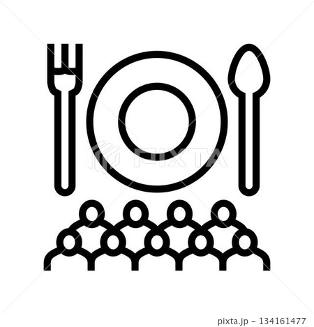 crowd waiting line for food line icon vector illustration crowd waiting line for food line icon vector illustration 134161477
