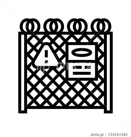 border fence warning signs line icon vector illustration border fence warning signs line icon vector illustration 134161482