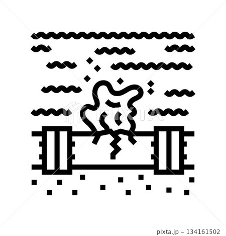 broken pipeline leaking oil into the ocean line icon vector illustration 134161502