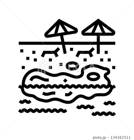 contaminated shore oil stains line icon vector illustration 134161511