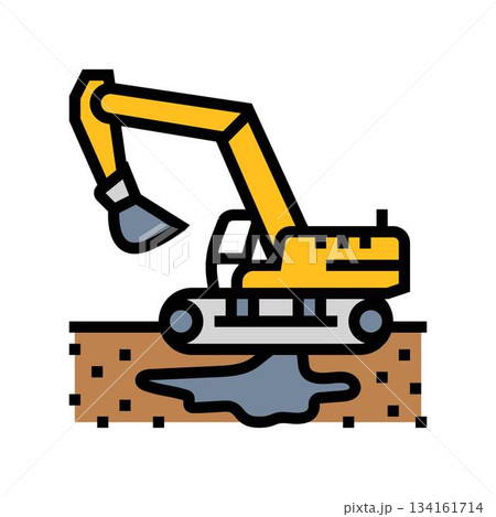 heavy machinery spilling oil color icon vector illustration heavy machinery spilling oil color icon vector illustration 134161714
