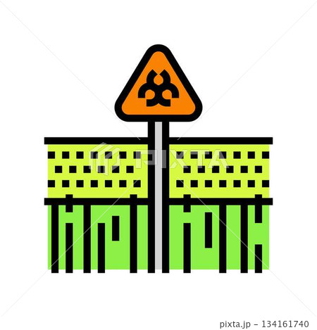 warning sign on polluted field color icon vector illustration warning sign on polluted field color icon vector illustration 134161740