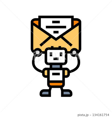 robot sending a message color icon vector illustration robot sending a message color icon vector illustration 134161754