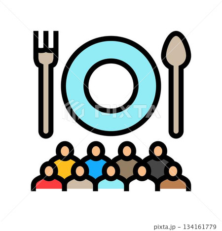 crowd waiting line for food color icon vector illustration crowd waiting line for food color icon vector illustration 134161779