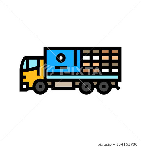 humanitarian aid truck color icon vector illustration 134161780