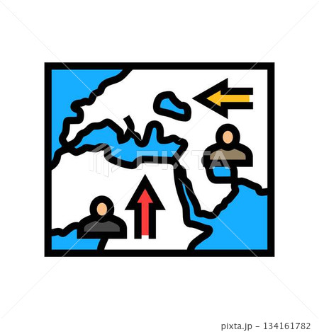 map arrows migration routes color icon vector illustration 134161782