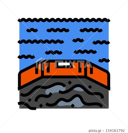 floating booms around an oil spill color icon vector illustration floating booms around an oil spill color icon vector illustration 134161792