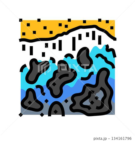 ocean waves carrying oil to the shore color icon vector illustration ocean waves carrying oil to the shore color icon vector illustration 134161796