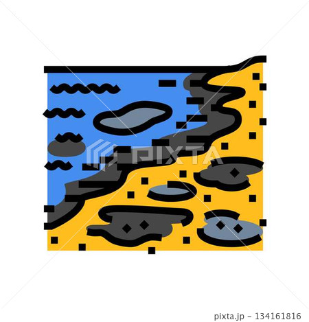 polluted coastline oil color icon vector illustration polluted coastline oil color icon vector illustration 134161816