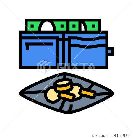 two wallets one full, one nearly empty color icon vector illustration 134161925