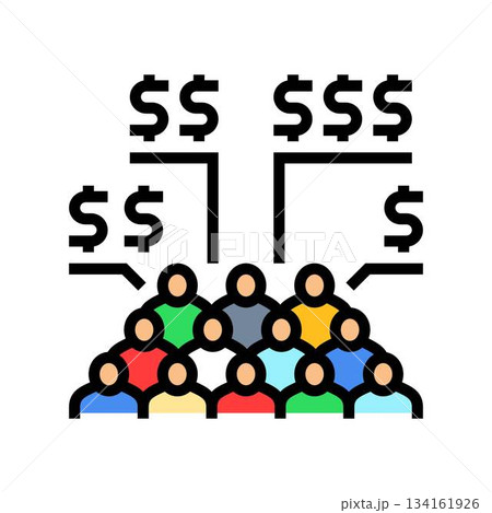 crowd varied income brackets color icon vector illustration 134161926