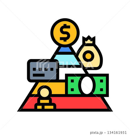 pyramid income levels color icon vector illustration pyramid income levels color icon vector illustration 134161931