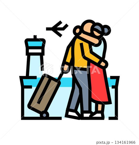 farewell at airport color icon vector illustration farewell at airport color icon vector illustration 134161966