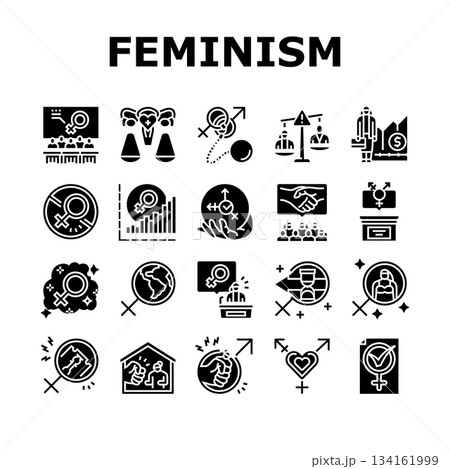 feminism woman equality icons set vector 134161999