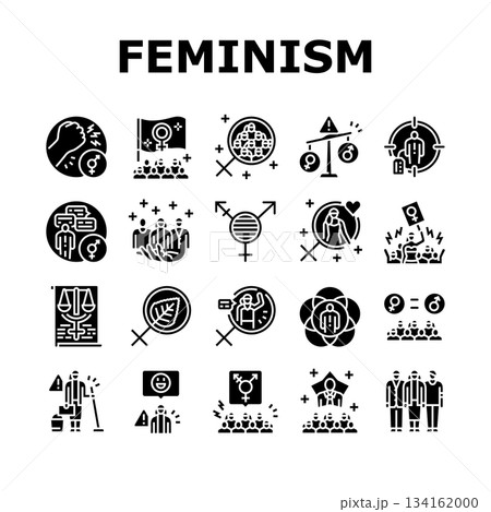 feminism equality gender icons set vector 134162000