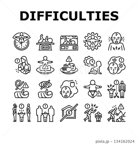 childbirth difficulties icons set vector 134162024