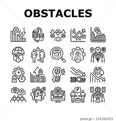 business obstacles icons set vector 134162025