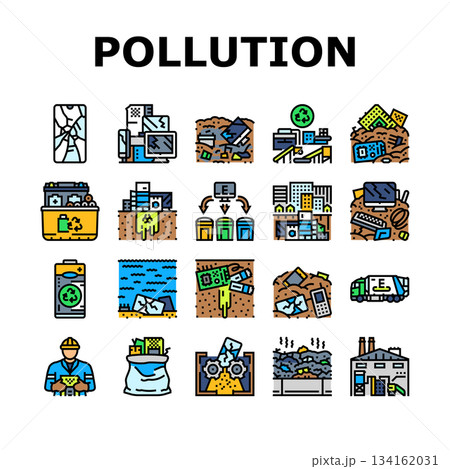 e waste pollution recycling icons set vector 134162031