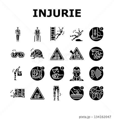workplace injuries accident icons set vector 134162047