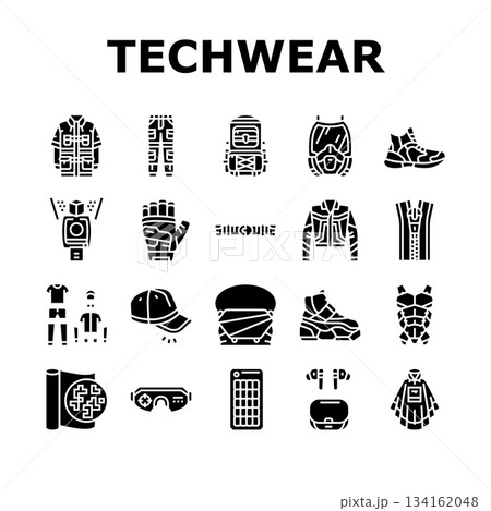 techwear style urban icons set vector techwear style urban icons set vector 134162048