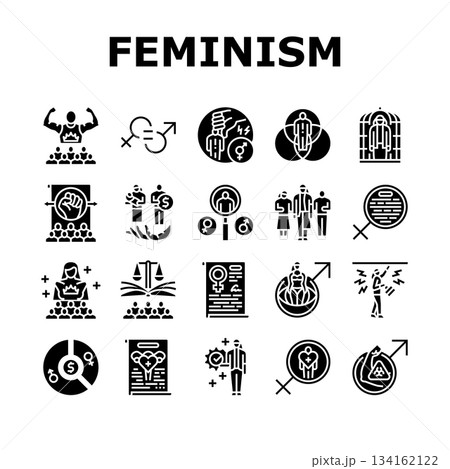 feminism patriarchy gender icons set vector 134162122