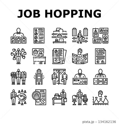 job hopping career transition icons set vector job hopping career transition icons set vector 134162136