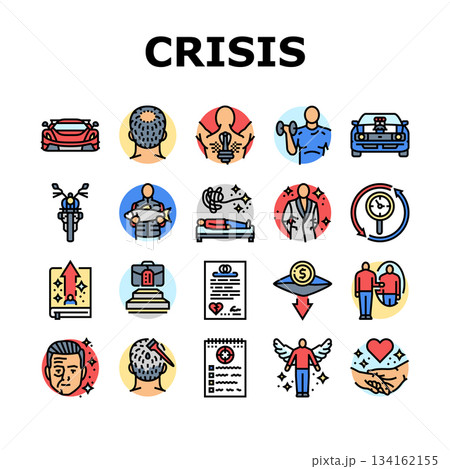 man midlife crisis aging icons set vector 134162155