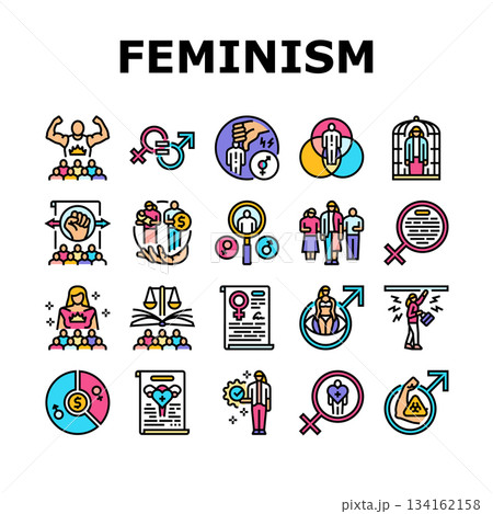 feminism patriarchy gender icons set vector 134162158