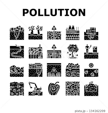 soil pollution erosion icons set vector soil pollution erosion icons set vector 134162209