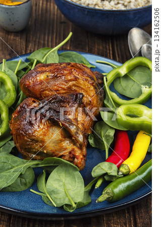 Tasty roast chicken. 134162506
