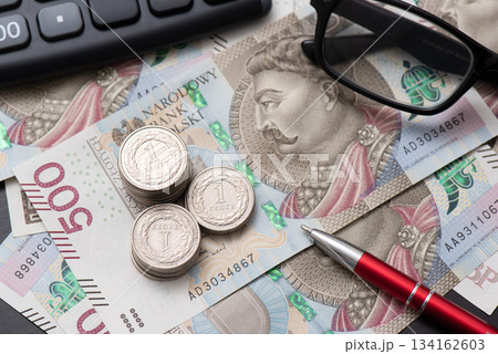 Polish 500 banknotes, polish money Polish 500 banknotes, polish money 134162603