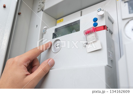 Electric energy meter measuring power usage 134162609