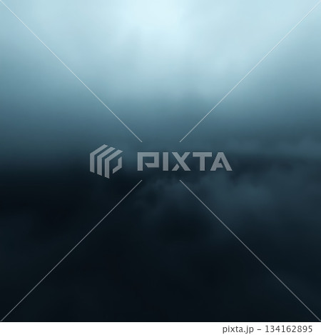 Dense black ground fog spreads across the floor, forming a smooth misty layer. 134162895