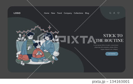 Cozy vector illustration of a family sitting together at home, enjoying hot drinks and snacks. Warm ambiance with a cat on a pillow. Ideal for winter and holiday themes. Cozy vector illustration of a family sitting together at home, enjoying hot drinks and snacks. Warm ambiance with a cat on a pillow. Ideal for winter and holiday themes. 134163001