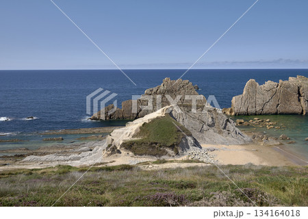 Broken coast at Liencres Cantabria. Rock formations Broken coast at Liencres Cantabria. Rock formations 134164018