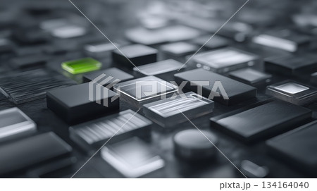 Green chip stands out among grayscale components 134164040