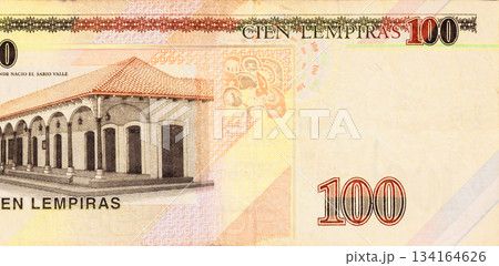 Honduras money, Honduran cash 100 lempira denomination released by Banco Central De Honduras. 134164626