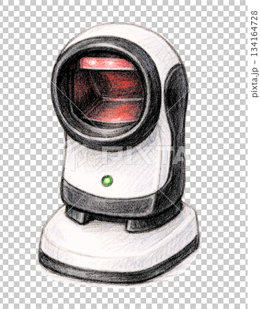 Colored pencil illustration of a QR code reader (scanner) 134164728