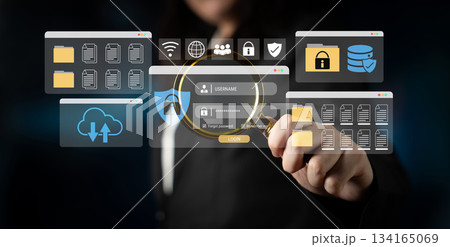 Cybersecurity login interface for file protection Parse 134165069