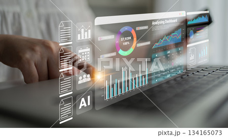 Financial data dashboard and budget analysis concept Parse Financial data dashboard and budget analysis concept Parse 134165073