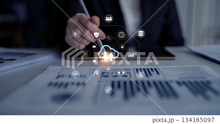 Cloud storage and digital file management network concept Parse 134165097