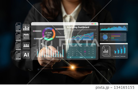 Financial data dashboard and budget analysis concept Parse Financial data dashboard and budget analysis concept Parse 134165155